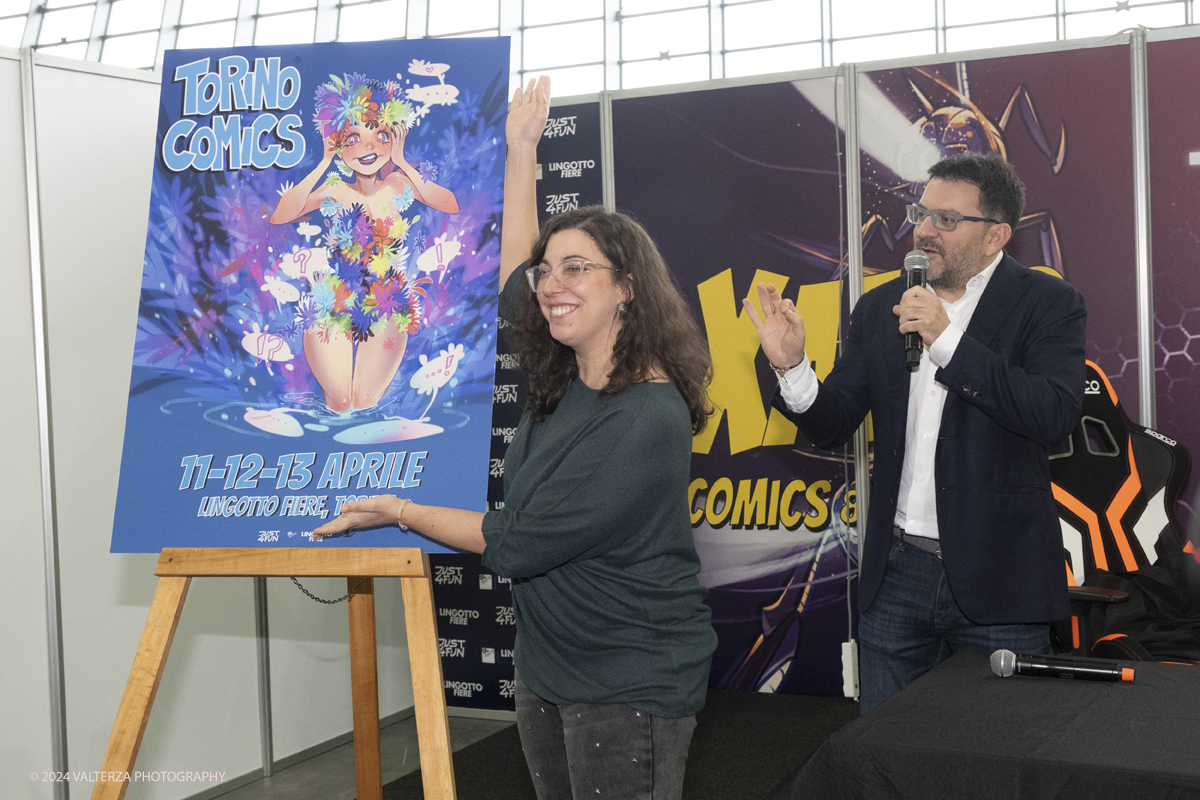 _DSF2333.jpg - Turin , Italy. 24th December,2024. The Opening of XMASCOMICS 2024, preview  of the poster for the XXIX edition of Torino Comics, scheduled from 11 to 13 April 2025. Created by the internationally renowned cartoonist Mirka Andolfo