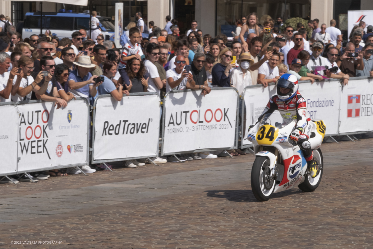 _DSF1925.jpg - 02/09/2023. Torino. Autolook Week Torino Ã¨ il festival che celebra la storia del motorsport e le auto da competizione. Nella foto l'esibizione di Kevin Schwantz con la moto Suzuki