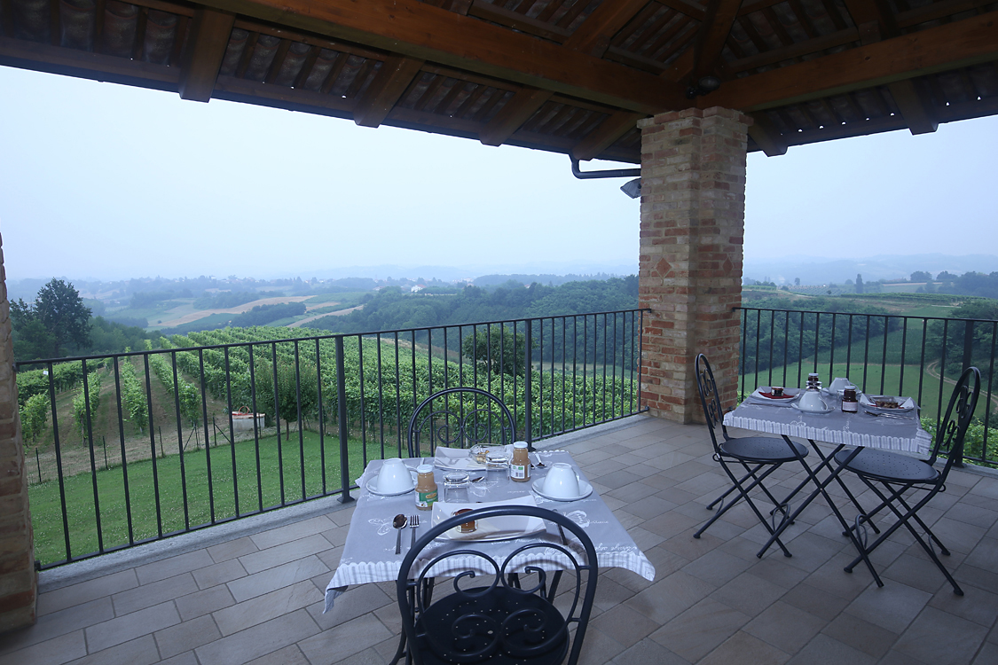 CàColomba_68.jpg - Terrazzo Una nutriente colazione ricca di prodotti tipici può essere consumata sul bellissimo terrazzo che offre una splendida ed invidiabile vista sulle colline Alfieri. 