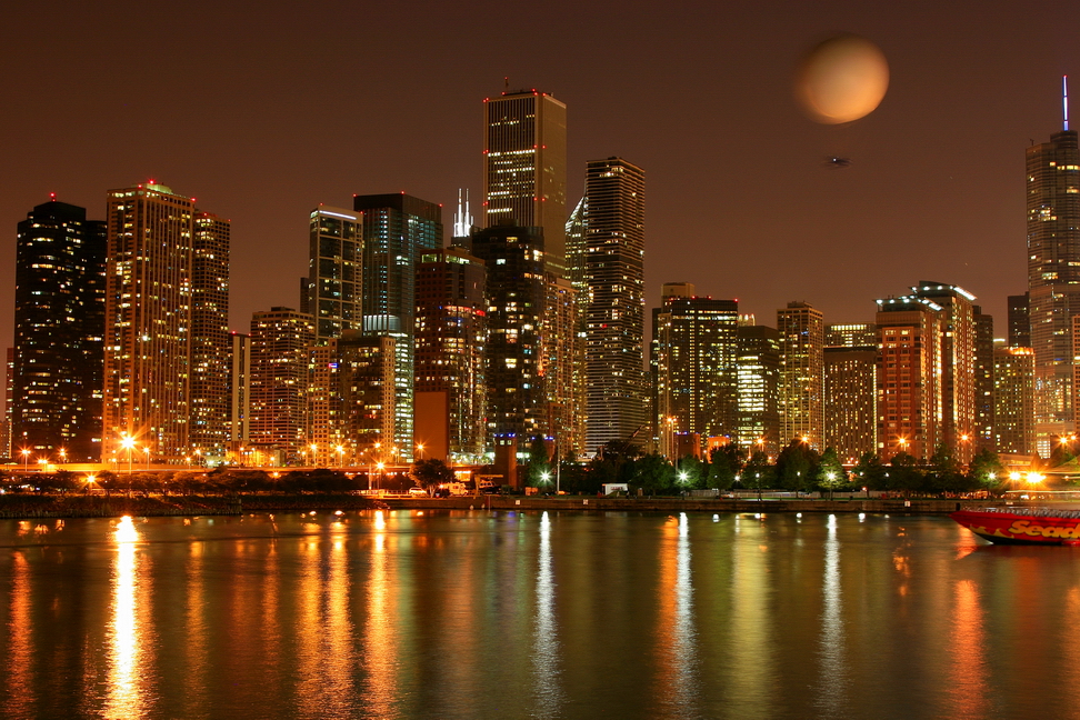 America_019.jpg - Alla sera dal molo puoi coronare il sogno di una vita...cioè ammirare...Chicago di notte! :)(Chicago, Illinois,Skyline dal Navy Pier)